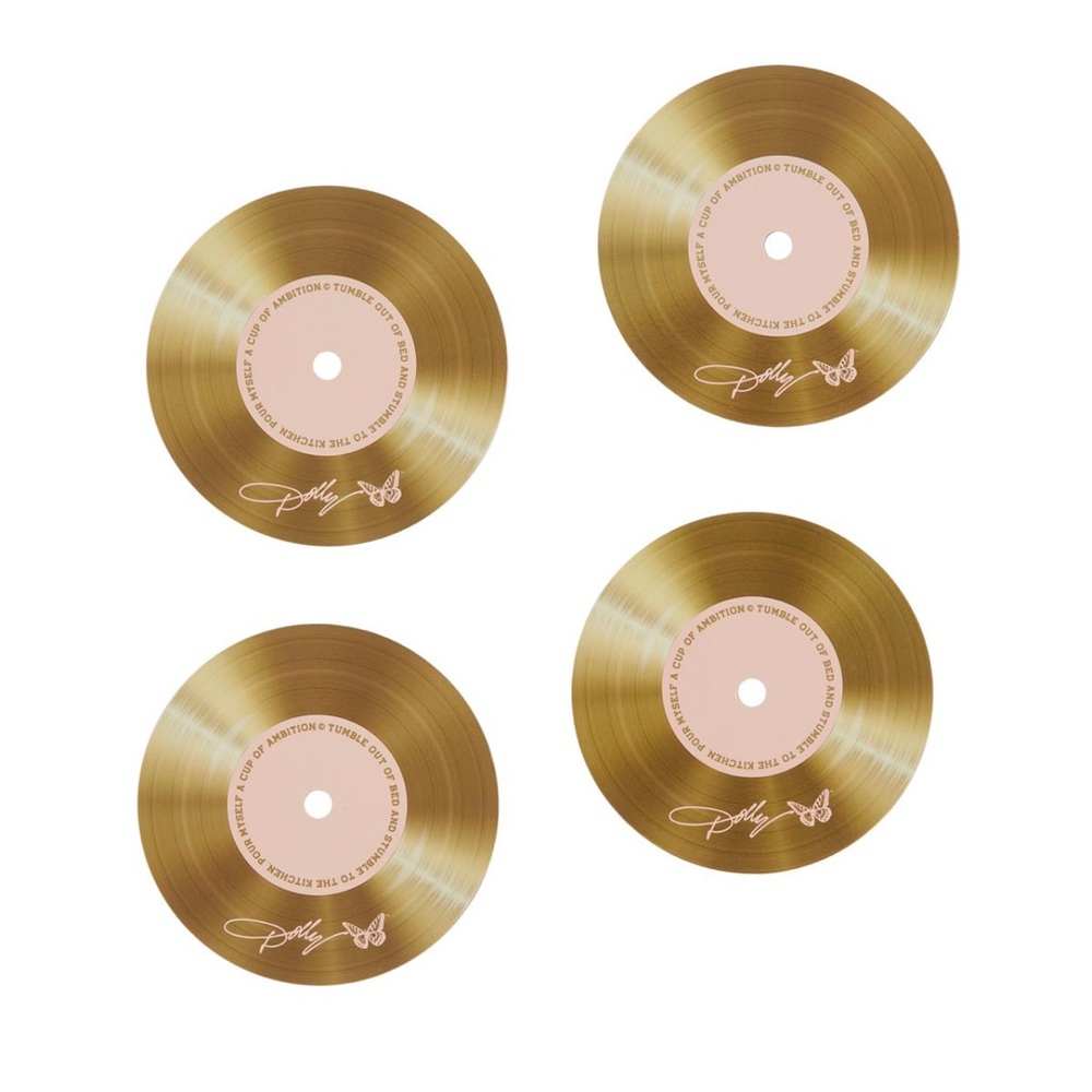 New Dolly Parton Round Gold Coasters 4Ct
